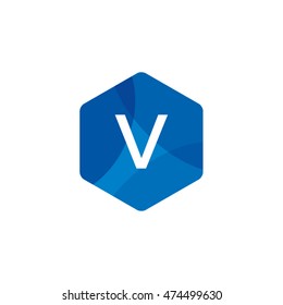 Bright Hexagon Letter V Vector