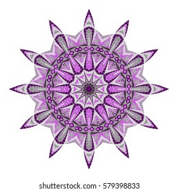 Bright hexagonal ethnic pattern. Tribal zentangle.Round Arabesque. Mandala ornament