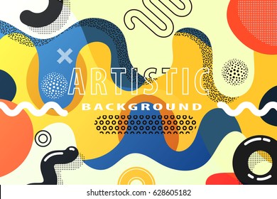  Bright and high contrast background for poster, card, flyer, brochure and web design. Pop art, memphis and 80s style waves.