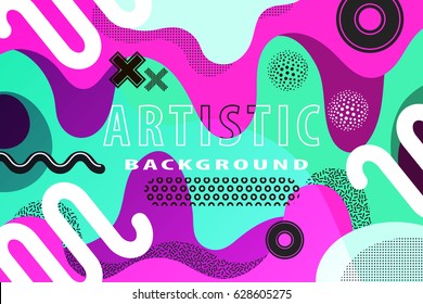  Bright and high contrast background for poster, card, flyer, brochure and web design. Pop art, memphis and 80s style waves.