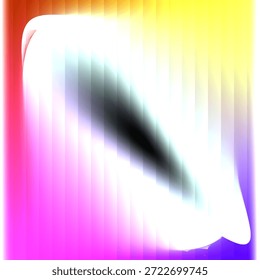 Una Imagen abstracta brillante y de alto perfil con un fondo blanco con sutiles rayas de Vertical. Los bordes brillan con Gradientes de rosa vibrante y amarillo soleado. Una sombra nítida, oscura y borrosa atraviesa el centro, creando un fuerte contraste y una sensación de profundidad para un objeto que se mueve a alta velocidad.