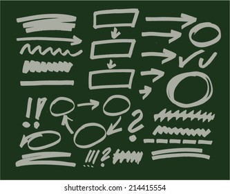 bright highlighter elements on the blackboard