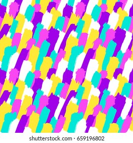 Bright hipster paint background. Diagonal brush strokes. Vector seamless pattern. Grungy texture