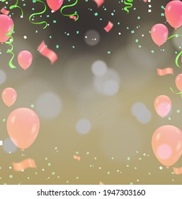 Luminoso fondo de vacaciones con globos y banderas
