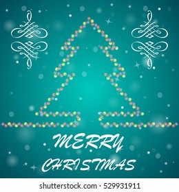 Bright holiday background with many lights and text
