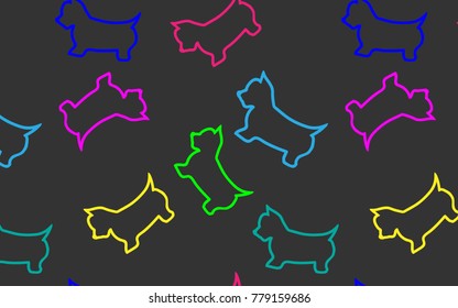bright holiday dogs on a gray background neon and funny