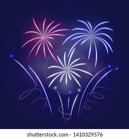 Bright holiday fireworks different colors