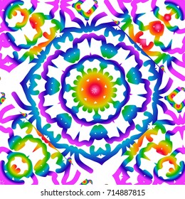 bright holiday seamless background with floral design. vector illustration. rainbow color