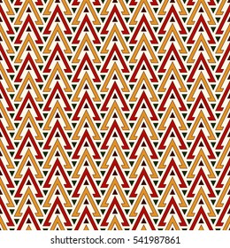 Bright hollow and solid triangles on white background. Repeated figures wallpaper. Ethnic ornamental motif. Seamless pattern with geometric ornament in african style. Vector art
