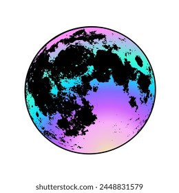 Bright holographic full moon on a white background