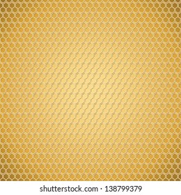 Bright honeycomb texture. Vector golden background
