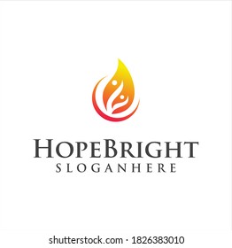 Bright Hope Logo Design With fire flame Vector Stock