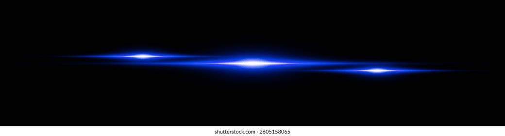 Bright horizontal beam of light on black background. Glowing laser effect creating futuristic and sci-fi aesthetics. Suitable for technology, energy, speed and digital design themes.