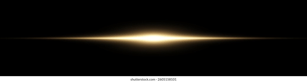 Bright horizontal beam of light on black background. Glowing laser effect creating futuristic and sci-fi aesthetics. Suitable for technology, energy, speed and digital design themes.