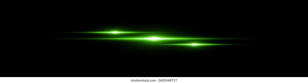 Bright horizontal beam of light on black background. Glowing laser effect creating futuristic and sci-fi aesthetics. Suitable for technology, energy, speed and digital design themes.