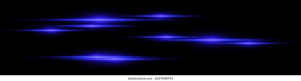 Bright horizontal beam of light on black background. Glowing laser effect creating futuristic and sci-fi aesthetics. Suitable for technology, energy, speed and digital design themes.