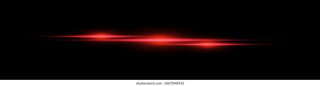 Bright horizontal beam of light on black background. Glowing laser effect creating futuristic and sci-fi aesthetics. Suitable for technology, energy, speed and digital design themes.