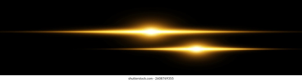 Bright horizontal beam of light on black background. Glowing laser effect creating futuristic and sci-fi aesthetics. Suitable for technology, energy, speed and digital design themes.