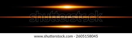 Bright horizontal beam of light on black background. Glowing laser effect creating futuristic and sci-fi aesthetics. Suitable for technology, energy, speed and digital design themes.