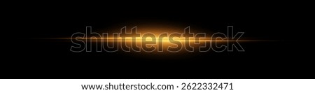 Bright horizontal beam of light on black background. Glowing laser effect creating futuristic and sci-fi aesthetics. Suitable for technology, energy, speed and digital design themes.