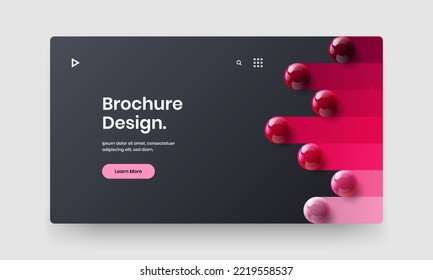 Bright horizontal cover vector design template. Simple 3D spheres corporate brochure concept.