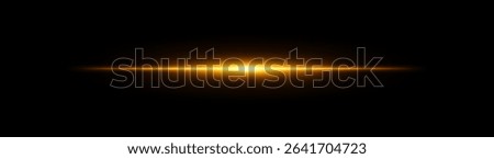 Bright horizontal golden beam. Central light burst with smooth radial fade on black background, ideal for sci-fi, energy or speed visuals.