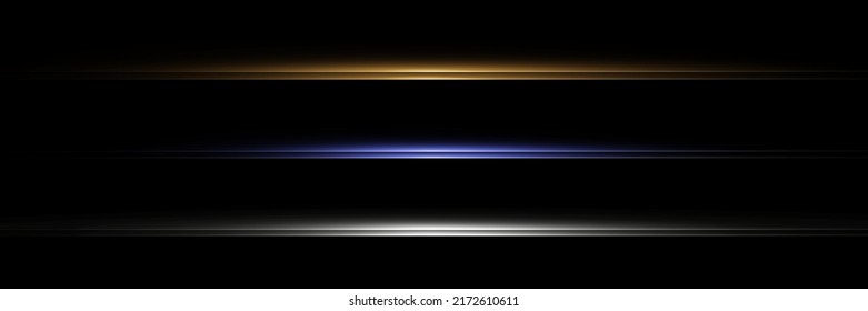 Bright horizontal highlights. Laser beams, horizontal beams of light. Beautiful light flashes. Glowing stripes on a dark background. Stock royalty free vector illustration. PNG