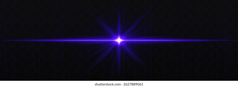 Helle horizontale helle Flamme mit leuchtenden Strahlen und subtilen Streifen auf dunklem Hintergrund. Sauberer, minimaler Vektoreffekt für digitales Design und Highlights.