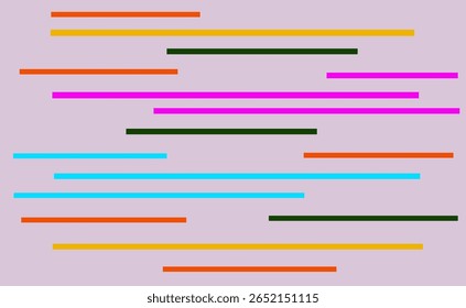 Linhas horizontais brilhantes na paleta multicor sobre um fundo roxo pastel. Adequado para folhetos retrô, cartazes ou layouts criativos
