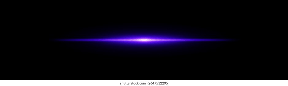 Feixe roxo horizontal brilhante. Explosão de luz central com fade radial suave em fundo preto, ideal para sci-fi, energia ou velocidade visuais.