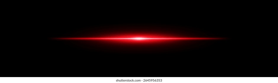 Bright horizontal red beam. Central light burst with smooth radial fade on black background, ideal for sci-fi, energy or speed visuals.