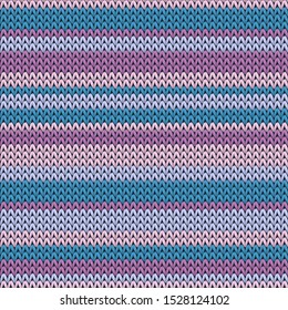 Bright horizontal stripes knit texture geometric vector seamless. Jumper knit effect ornament. Norwegian style seamless knitted pattern. Cozy textile print design.