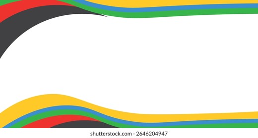 Bright horizontal wavy multicolored lines frame a blank white center, perfect for creative, business, or artistic design projects, advertisements, and presentations, conveying vibrancy