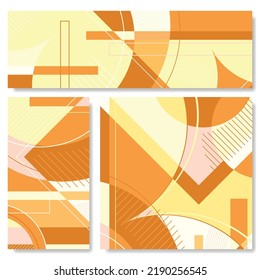 Bright hot colour linear background with different geometric shape  elements. Modern graphic pattern illustration template