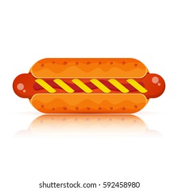 Bright hot dog on a white background.

