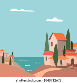 bright houses by the sea