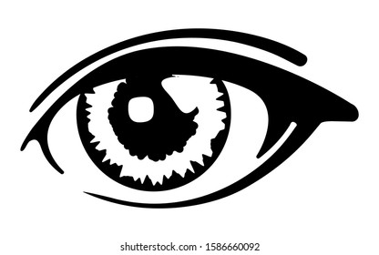 Bright human eye. Ink drawing.