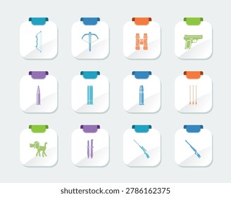 Bright Hunting and arms Icons - Vector Icon Set