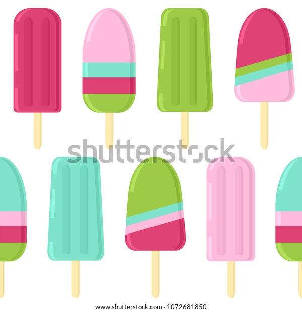 Set Ice Cream On Stick Fruit 库存矢量图 免版税 Shutterstock