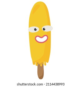 Bright ice cream with a funny face.