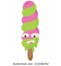 Helado brillante con una cara graciosa.