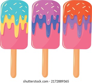 Bright ice cream illustration can be used as a print, illustration.