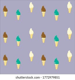 bright ice cream, many objects pattern