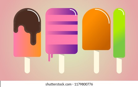 bright ice cream on a stick in chocolate glaze