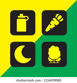 bright icon. 4 bright set with night, water, park and carrot vector icons for web and mobile app