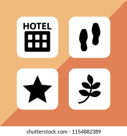 bright icon. 4 bright set with star, shoes, rooms and branch with leaves black shape vector icons for web and mobile app