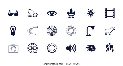 Bright icon. collection of 18 bright filled and outline icons such as bulb, bonfire, table lamp, volume, blood, hippopotamus. editable bright icons for web and mobile.