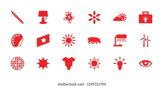 Bright icon. collection of 18 bright filled icons such as baby onesie, sun, table lamp, rank, bulb, hippopotamus, palette, eye, mill. editable bright icons for web and mobile.