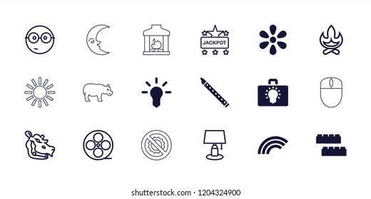 Bright icon. collection of 18 bright filled and outline icons such as child building kit, rainbow, hippopotamus, jackpot, bulb. editable bright icons for web and mobile.