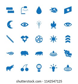 Bright icon. collection of 25 bright filled icons such as hippopotamus, child building kit, water drop, cherry, disco ball, eye. editable bright icons for web and mobile.